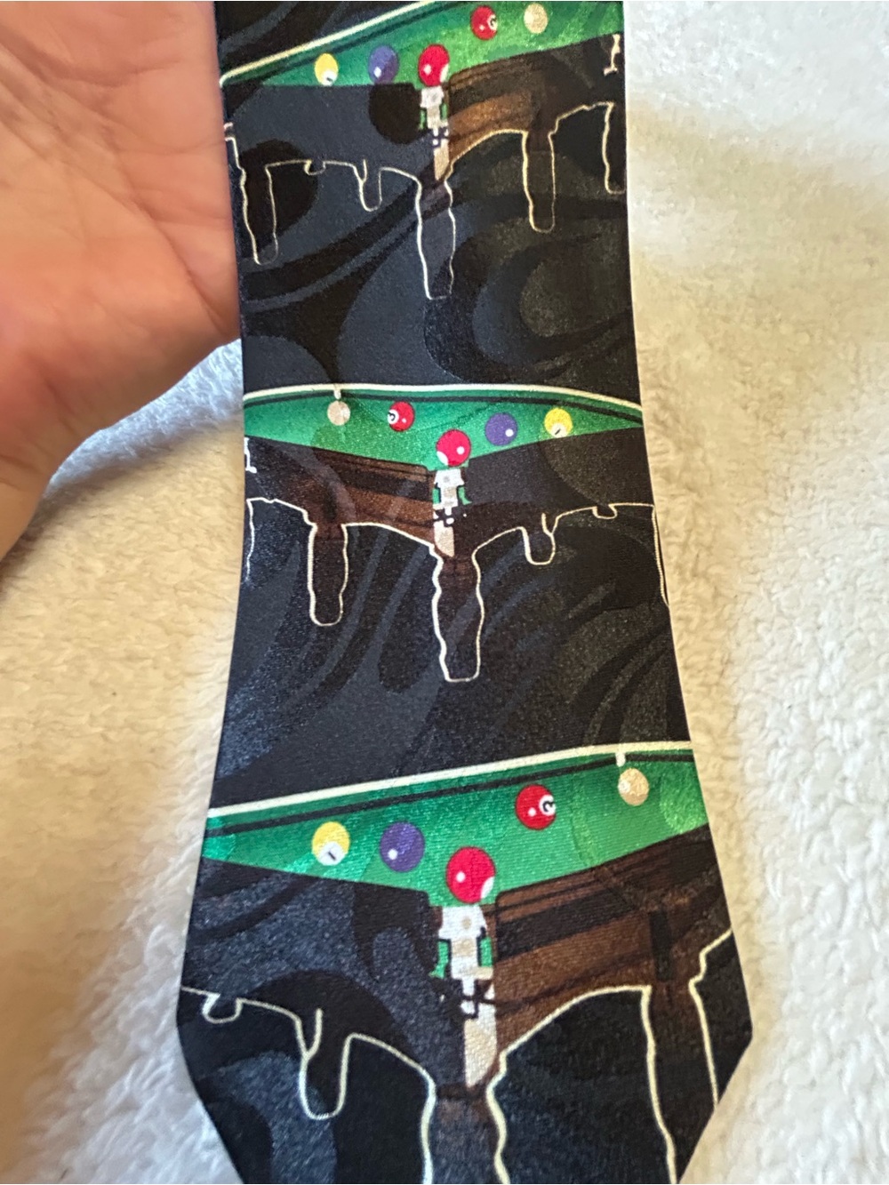 🎁3 for $30 - Black Pool Table Novelty Necktie